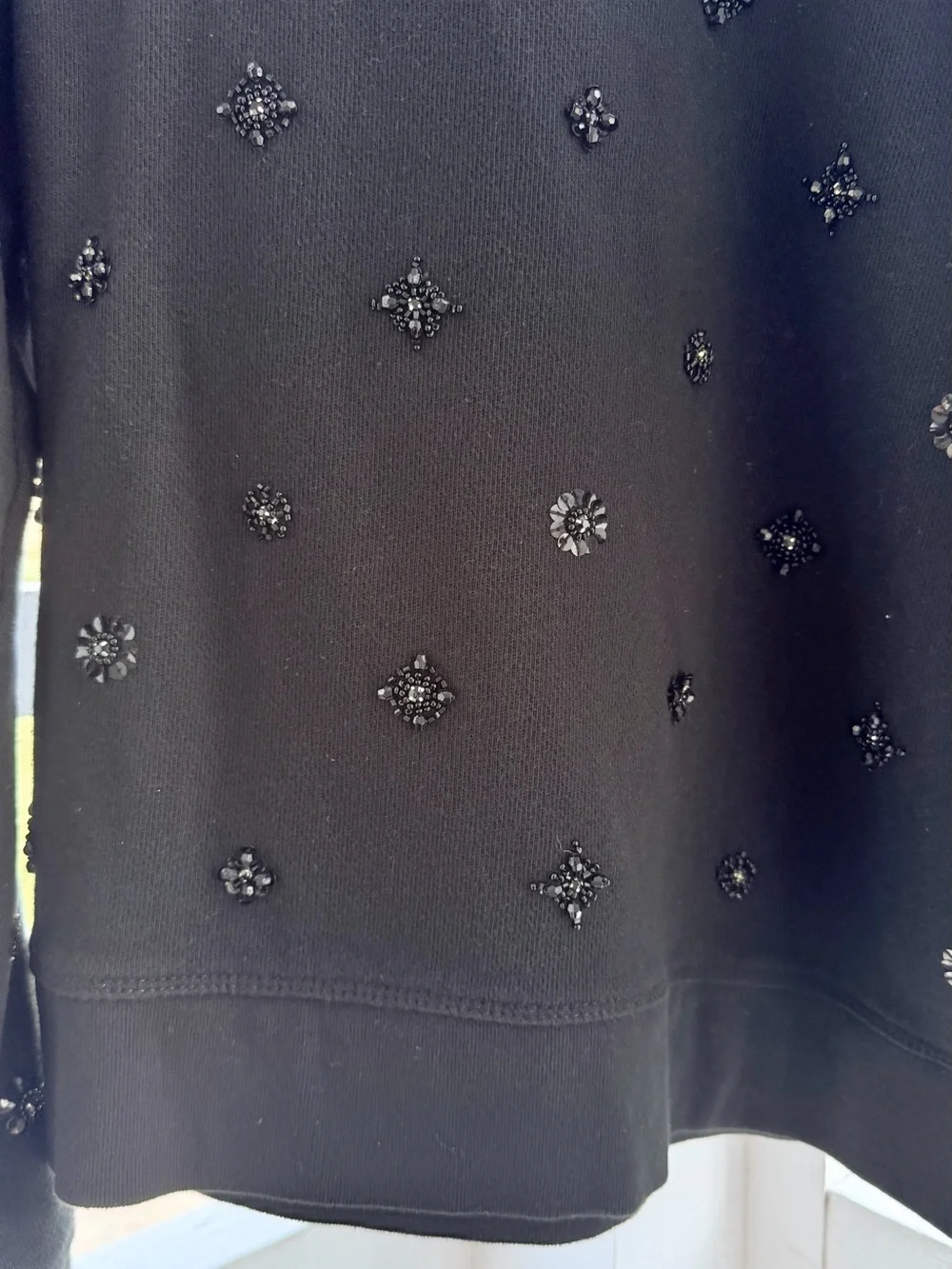 J Crew L Jeweled Black Long-Sleeve Sweatshirt